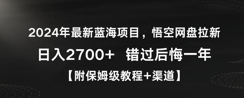 2024年最新蓝海项目，悟空网盘拉新，日入2700+错过后悔一年【附保姆级教程+渠道】【揭秘】-卿云社