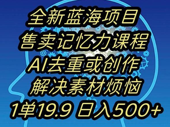 蓝海项目记忆力提升，AI去重，一单19.9日入500+【揭秘】-卿云社