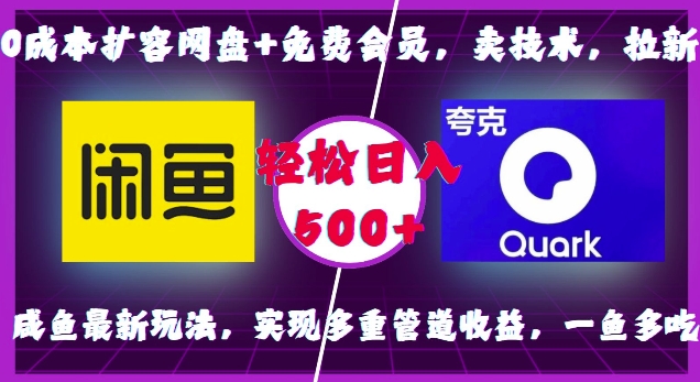 0成本扩容网盘+免费会员，卖技术，拉新，咸鱼最新玩法，实现多重管道收益，一鱼多吃，轻松日入500+-卿云社