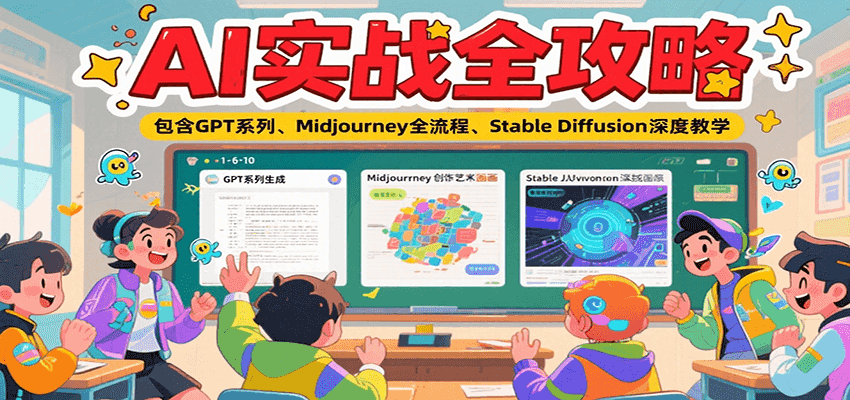 AI实战全攻略，包含GPT系列、Midjourney全流程、Stable Diffusion深度教学-卿云社