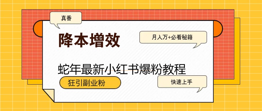 蛇年最新小红书爆粉教程，狂引副业粉，月入万+必看-卿云社