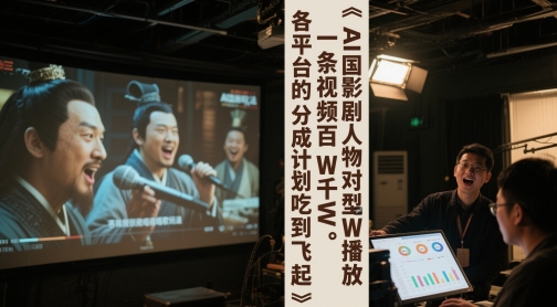 AI三国影视剧人物对口型唱歌玩法，一条视频百W千W播放，各平台的分成计划吃到飞起-小艾项目网