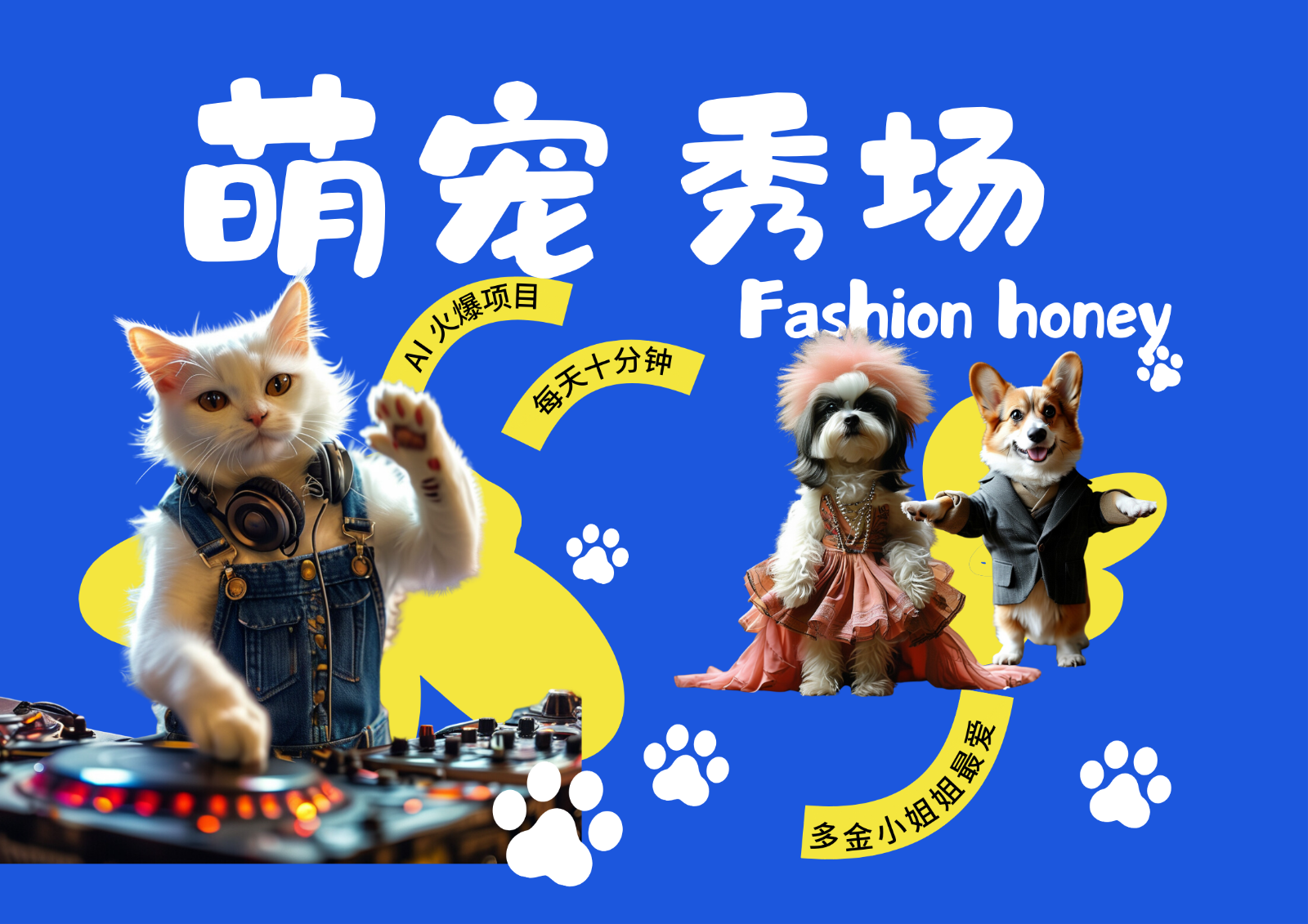 酷飒动物跳舞走秀 时尚喵FASHION汪 多金小姐姐最爱的 轻松月入破W-卿云社