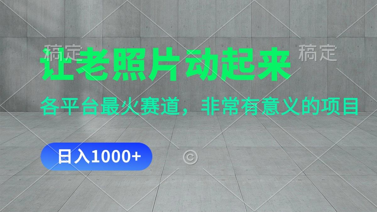 让老照片动起来，一天变现1000+，各平台最火赛道，看完就会-卿云社