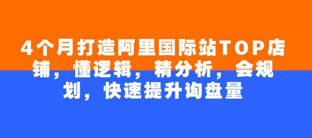 4个月打造阿里国际站TOP店铺，懂逻辑，精分析，会规划，快速提升询盘量-卿云社