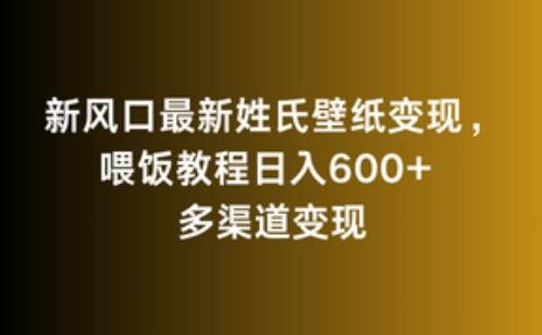 新风口最新姓氏壁纸变现，喂饭教程日入600+【揭秘】-卿云社