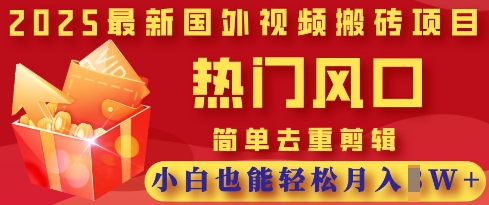 2025最新视频搬砖项目，热门风口，简单去重剪辑，小白也能轻松月入过W-卿云社