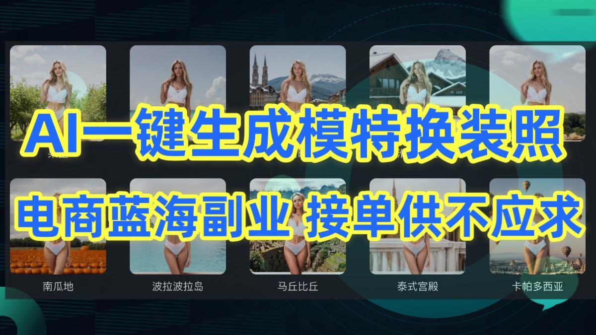 AI制作一键生成模特换装照,电商蓝海副业,接单供不应求-卿云社