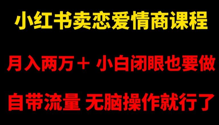 小红书卖恋爱情商课程，月入两万＋，小白闭眼也要做，自带流量，无脑操作就行了【揭秘】-卿云社
