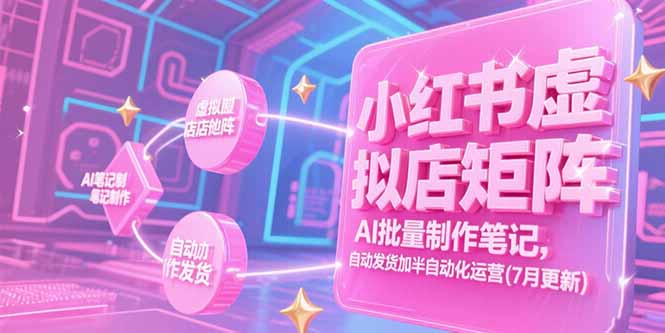 小红书虚拟店矩阵，AI批量制作笔记，自动发货加半自动化运营(7月更新-卿云社