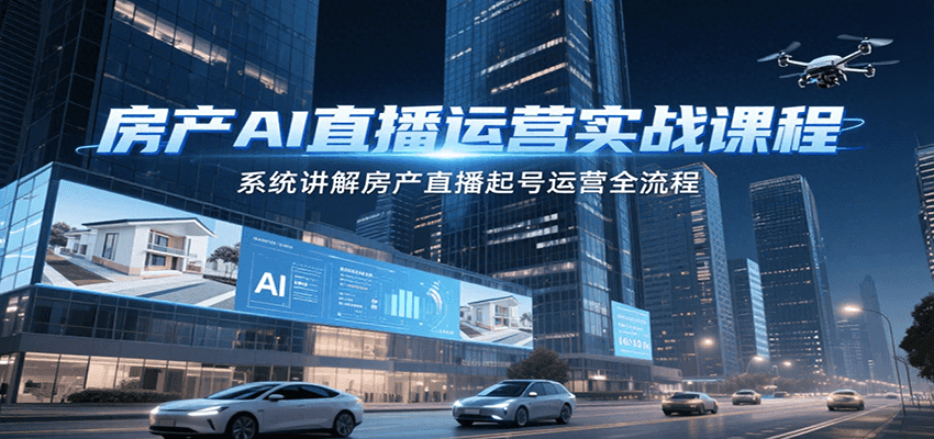 房产AI直播运营实战课程,系统讲解房产直播起号运营全流程-卿云社