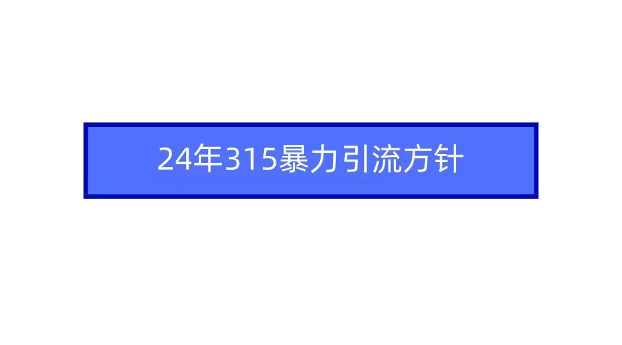 (9398期)2024年315暴力引流方针-卿云社