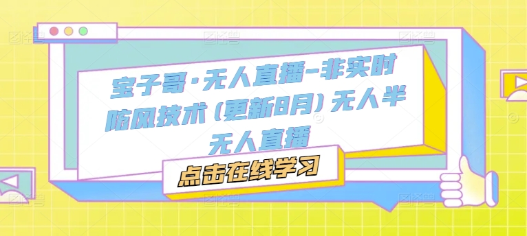 宝子哥·无人直播-非实时防风技术(更新8月)无人半无人直播-卿云社