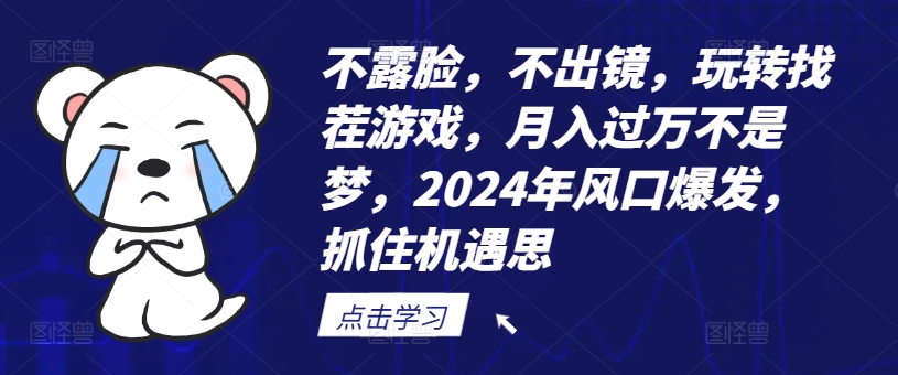 不露脸，不出镜，玩转找茬游戏，月入过万不是梦，2024年风口爆发，抓住机遇【揭秘】-卿云社