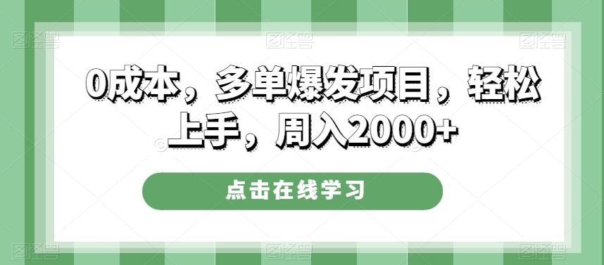 0成本，多单爆发项目，轻松上手，周入2000+-卿云社