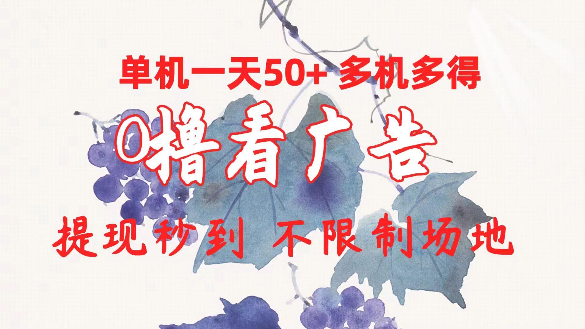 0撸看广告 单机一天50+多机多得 提现秒到 不限制场地操作-卿云社