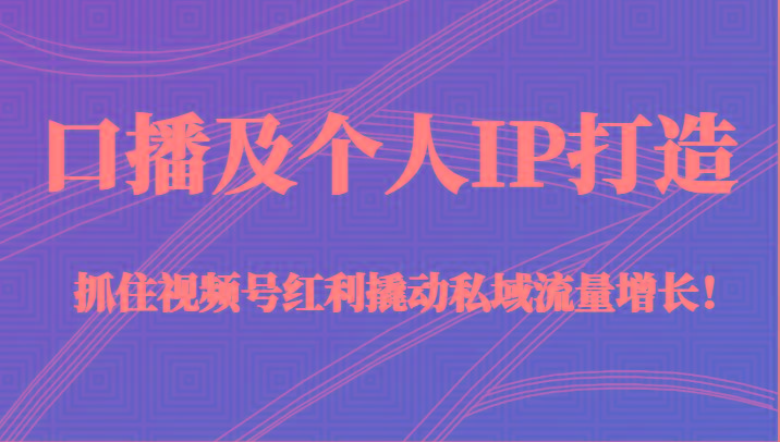口播及个人IP打造，抓住视频号红利撬动私域流量增长！（45节课）-卿云社