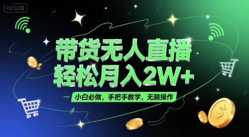 带货无人直播，轻松月入2W+，小白必做，手把手教学，无脑操作(附学习资料)-卿云社