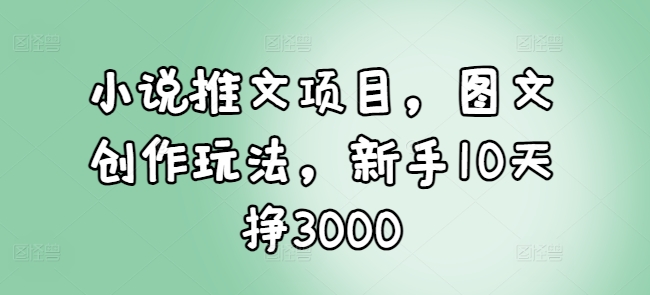 小说推文项目，图文创作玩法，新手10天挣3000-卿云社