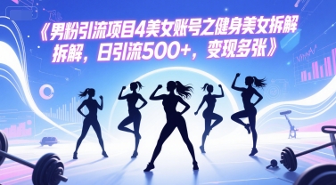 男粉引流项目4美女账号之健身美女拆解，日引流500+，变现多张-卿云社