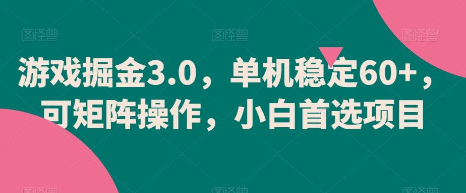 游戏掘金3.0，单机稳定60+，可矩阵操作，小白首选项目【揭秘】-卿云社