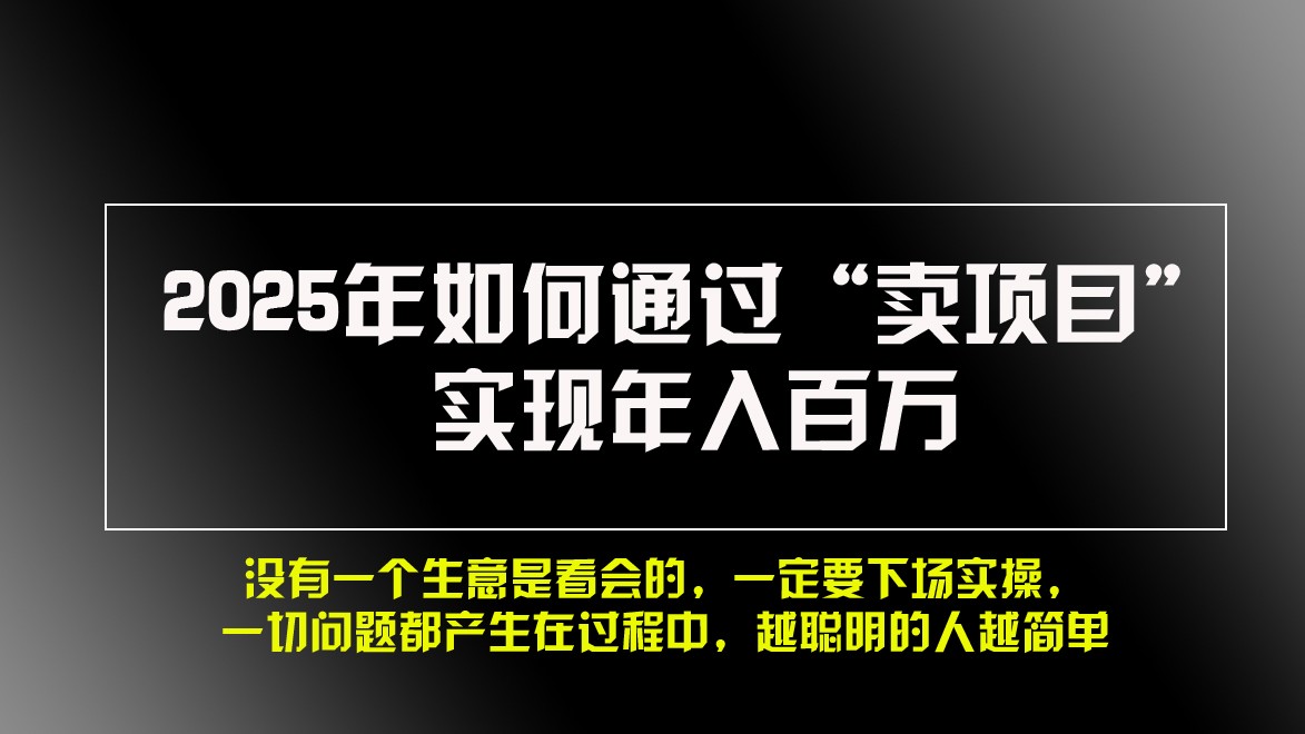 2025年如何通过“卖项目”实现年入百万-卿云社