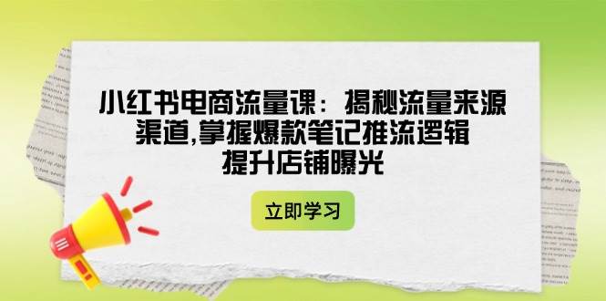 小红书电商流量课：揭秘流量来源渠道,掌握爆款笔记推流逻辑,提升店铺曝光-卿云社
