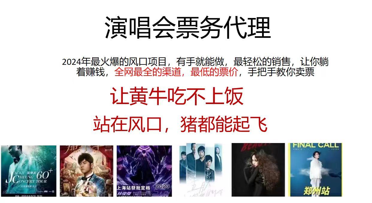 演唱会2024票务代理，全网最低的票价，手把手教你卖票，日入2000+-卿云社