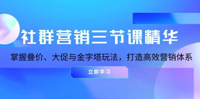 社群营销三节课精华：掌握叠价、大促与金字塔玩法，打造高效营销体系-卿云社