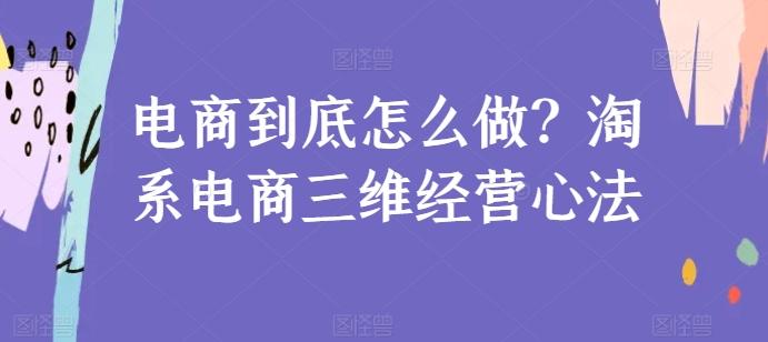 电商到底怎么做？淘系电商三维经营心法-卿云社