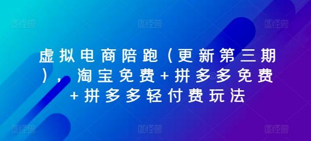 虚拟电商陪跑(更新第三期),淘宝免费+拼多多免费+拼多多轻付费玩法