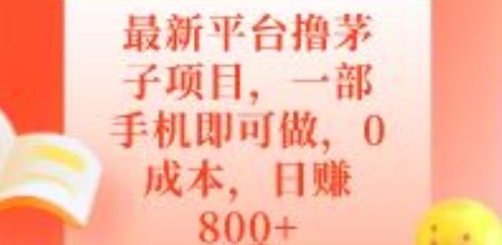 最新平台撸茅子项目，一部手机即可做，0成本，日赚800+-卿云社