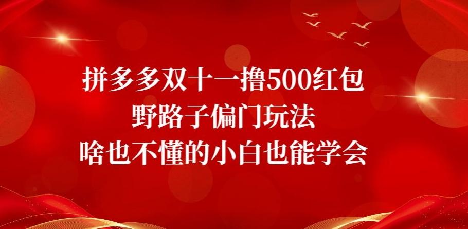 拼多多双十一撸500红包野路子偏门玩法，啥也不懂的小白也能学会【揭秘】-卿云社